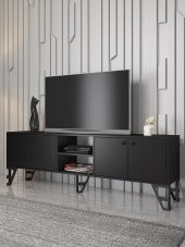 Woodn Love Sofia 180 Cm Metal Ayaklı Tv Ünitesi - Siyah / Siyah - 1