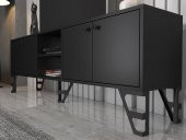 Woodn Love Sofia 180 Cm Metal Ayaklı Tv Ünitesi - Siyah / Siyah - 4