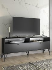 Woodn Love Astreo 160 Cm Metal Ayaklı Tv Ünitesi - Siyah / Siyah - 1