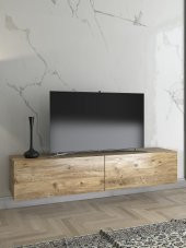 Woodn Love Toprak 150 Cm Duvara Monte Tv Ünitesi - Atlantik Çam / Siyah - 1