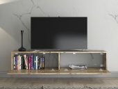 Woodn Love Toprak 150 Cm Duvara Monte Tv Ünitesi - Atlantik Çam / Siyah - 5