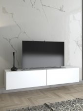 Woodn Love Toprak 150 Cm Duvara Monte Tv Ünitesi - Beyaz / Siyah - 1