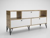 Woodn Love Mia 160 Cm Metal Ayaklı Tv Ünitesi - Konsol - Atlantik Çam - Beyaz / Siyah - 2