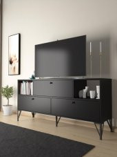Woodn Love Mia 160 Cm Metal Ayaklı Tv Ünitesi - Konsol - Siyah / Siyah - 1