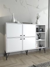 Woodn Love Zeta 140 Cm Metal Ayaklı Konsol - Beyaz / Siyah - 1