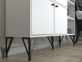 Woodn Love Zeta 140 Cm Metal Ayaklı Konsol - Beyaz / Siyah - 4