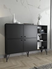 Woodn Love Zeta 140 Cm Metal Ayaklı Konsol - Siyah / Siyah - 1