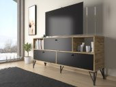 Woodn Love Mia 160 Cm Metal Ayaklı Tv Ünitesi - Konsol - Atlantik Çam - Siyah / Siyah - 3