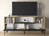Woodn Love Mia 160 Cm Metal Ayaklı Tv Ünitesi - Konsol - Atlantik Çam - Siyah / Siyah - 5