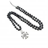 Makreme Örme Onik Doğal Taş Erkek Haç Kolye - 1