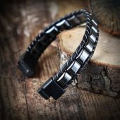 Hematit Doğal Taşlı Deri Bileklik - 2