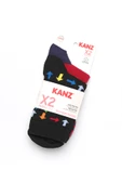 Kanz Desenli Pamuklu  2'Li Kadın Çorap thumbnail 5