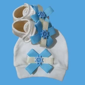 Yeni Doğan Bebek Hediye Seti - Mavi Beyaz 0-3 AY - 2