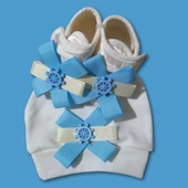 Yeni Doğan Bebek Hediye Seti - Mavi Beyaz 0-3 AY - 1