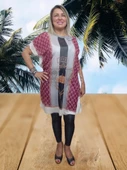 Şal Pareo - Bordo gri Standart - 1