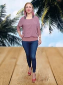 Likralı Tül Ve Taş Detaylı Bluz - Pembe Renk - M/L/XL Beden - 3