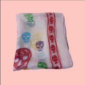 Çok Renkli Şifon Şal - Pembe Kırmızı 70 x 170 - 2