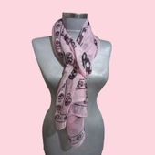 Çok Renkli Şifon Şal - Pembe Siyah 70 x 170 - 1