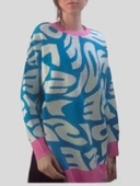 Boutique Venüs Kadın Kazak Desenli Oversize Çok Renkli Standart Beden - 1