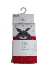 Bibaby Desenli Külotlu Çorap 68312 Kırmızı Tavşan - 1
