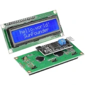 16x2 Mavi LCD + IIC/I2C Ekran Arayüz Modülü Birlikte Set thumbnail 1