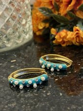 Aksesuar Çarşısı Çelik Mavi Mineli İncili Zirkon Taşlı Küpe thumbnail 2