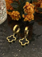 Aksesuar Çarşısı Çelik Siyah Sedefli Yonca Küpe thumbnail 2