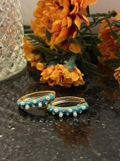 Aksesuar Çarşısı Çelik Mavi Mineli İncili Zirkon Taşlı Küpe thumbnail 5