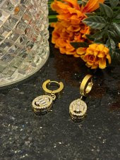 Aksesuar Çarşısı Çelik Yuvarlak Baget Küpe Gold thumbnail 4