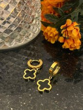 Aksesuar Çarşısı Çelik Siyah Sedefli Yonca Küpe thumbnail 10