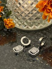 Aksesuar Çarşısı Çelik Sallantılı Baget Küpe Silver - 8