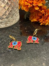 Aksesuar Çarşısı Çelik Kırmızı MineLİ Fil Tasarımlı Küpe thumbnail 1