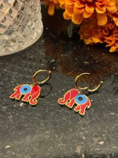 Aksesuar Çarşısı Çelik Kırmızı MineLİ Fil Tasarımlı Küpe thumbnail 7