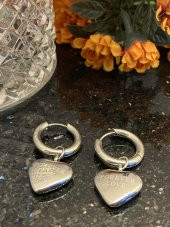 Aksesuar Çarşısı Çelik Silver Sallantılı Kalp Küpe thumbnail 7