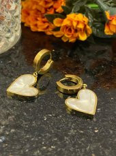 Aksesuar Çarşısı Çelik Sedefli Kalp Küpe thumbnail 1