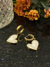 Aksesuar Çarşısı Çelik Sedefli Kalp Küpe thumbnail 3