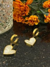 Aksesuar Çarşısı Çelik Sedefli Kalp Küpe thumbnail 4