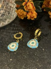 Aksesuar Çarşısı Çelik Mineli Bebe Mavisi Küpe - 5