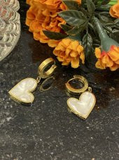 Aksesuar Çarşısı Çelik Sedefli Kalp Küpe thumbnail 5