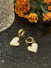 Aksesuar Çarşısı Çelik Sedefli Kalp Küpe thumbnail 7