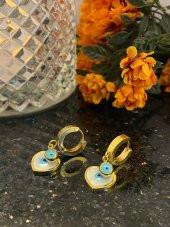 Aksesuar Çarşısı Çelik Sedefli Kalp tasarımlı Göz Küpe thumbnail 8