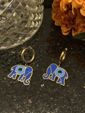 Aksesuar Çarşısı Çelik Mavi MineLİ Fil Tasarımlı Küpe thumbnail 3