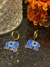 Aksesuar Çarşısı Çelik Mavi MineLİ Fil Tasarımlı Küpe thumbnail 4