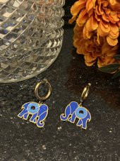 Aksesuar Çarşısı Çelik Mavi MineLİ Fil Tasarımlı Küpe thumbnail 5