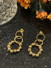 Aksesuar Çarşısı Çelik Dorika Toplu Sallantılı Gold Küpe thumbnail 7