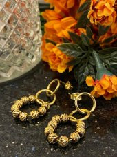 Aksesuar Çarşısı Çelik Dorika Toplu Sallantılı Gold Küpe thumbnail 8