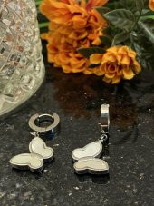 Aksesuar Çarşısı Çelik Sedefli Sallantılı Kelebek Küpe thumbnail 2