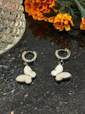 Aksesuar Çarşısı Çelik Sedefli Sallantılı Kelebek Küpe thumbnail 6