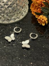 Aksesuar Çarşısı Çelik Sedefli Sallantılı Kelebek Küpe thumbnail 7