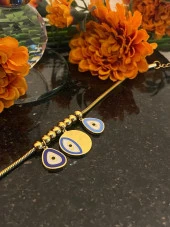 Aksesuar Çarşısı Çelik İtalyan Zincir Göz ve Nazar Boncuk Tasarımlı Mineli Bileklik thumbnail 6